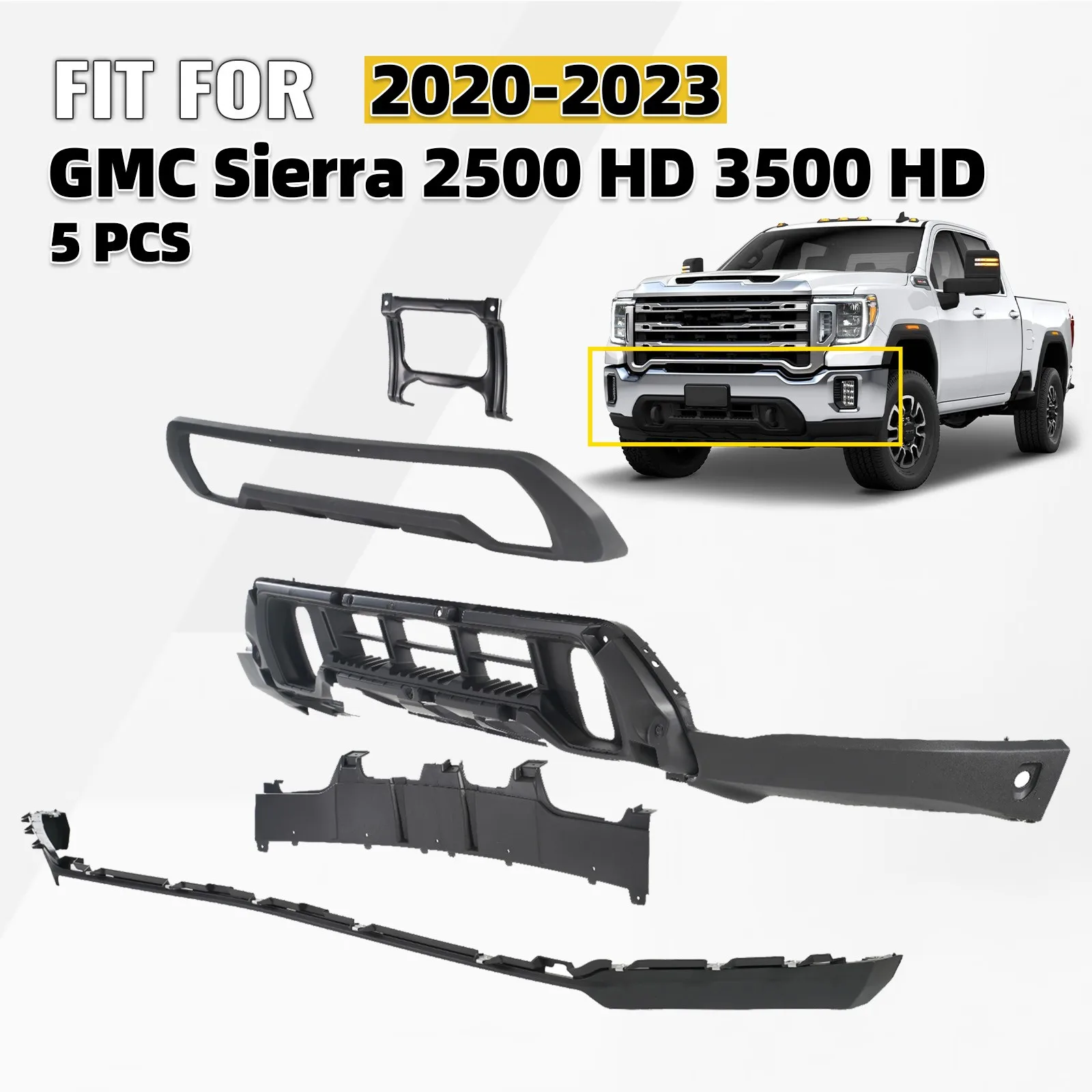 Front Lower Bumper Cover Kit For 2020-2023 GMC Sierra 2500HD 3500HD Base/SLE
Front Lower Bumper Cover Kit For 2020-2023 GMC Sierra 2500HD 3500HD Base/SLE