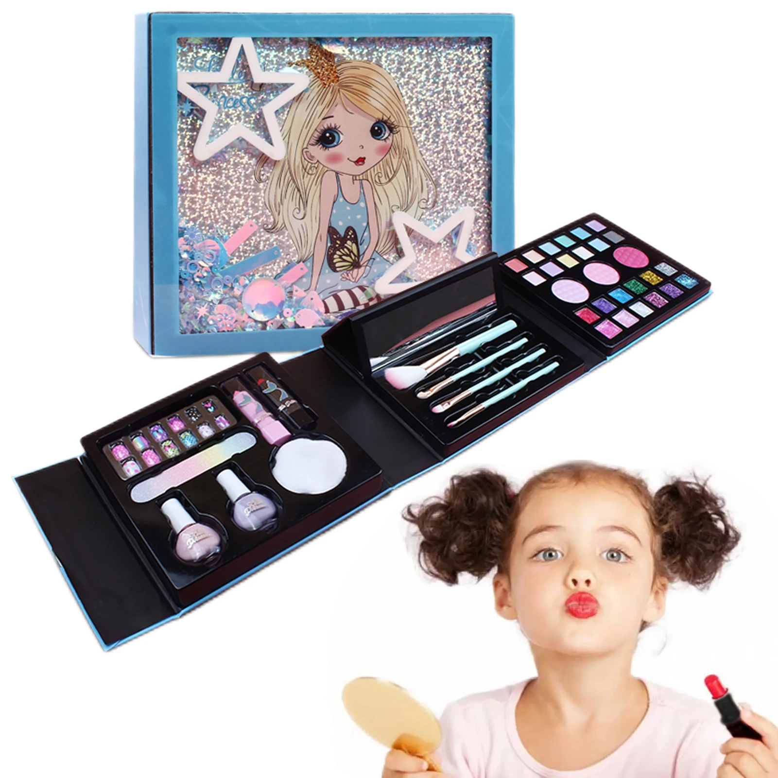 Girls Play Makeup Princess Toys Toddler Makeup Kit Kids Toys With Portable Box For Girls Age 4-6 Pink/Blue
Girls Play Makeup Princess Toys Toddler Makeup Kit Kids Toys With Portable Box For Girls Age 4-6 Pink/Blue