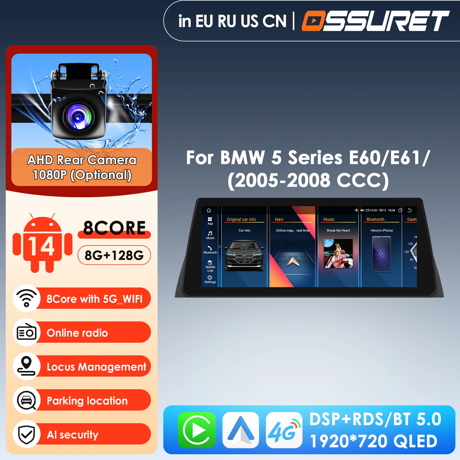 2din Android Car Radio Multimedia Video Player for BMW 5Series E60 E61 E63 E64 3Series E90 E91 E92 E93 Stereo GPS Carplay 4G RDS
2din Android Car Radio Multimedia Video Player for BMW 5Series E60 E61 E63 E64 3Series E90 E91 E92 E93 Stereo GPS Carplay 4G RDS