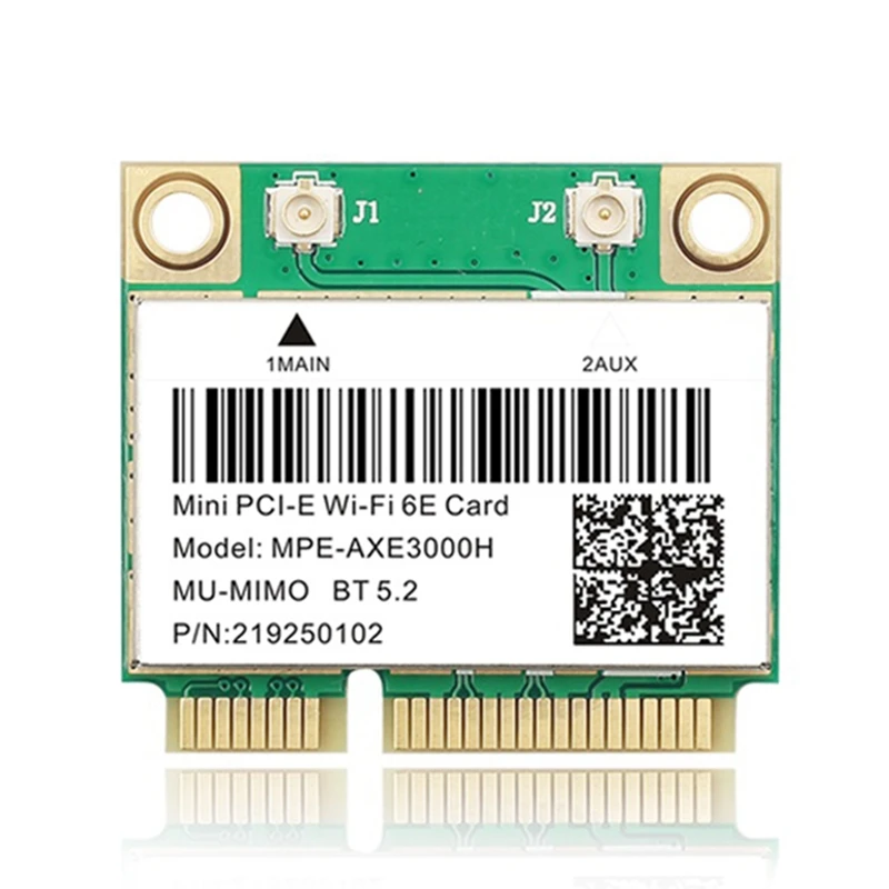 WiFi 6E 2400 Мбит/с AX210 MPE-AXE3000H Беспроводная мини PCI-E карта для BT 5,2 802.11AX 2,4G/5G/6 ГГц адаптер для сетевой Wlan
WiFi 6E 2400 Мбит/с AX210 MPE-AXE3000H Беспроводная мини PCI-E карта для BT 5,2 802.11AX 2,4G/5G/6 ГГц адаптер для сетевой Wlan