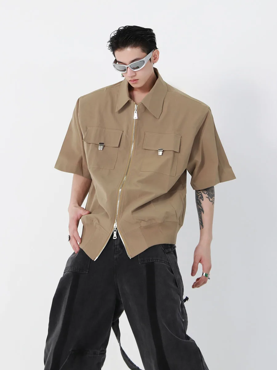 Metallic Design Loose Fit Shoulder Pad Short Sleeve Jacket Youth Trend Summer Casual Outerwear for Men And Women
Metallic Design Loose Fit Shoulder Pad Short Sleeve Jacket Youth Trend Summer Casual Outerwear for Men And Women