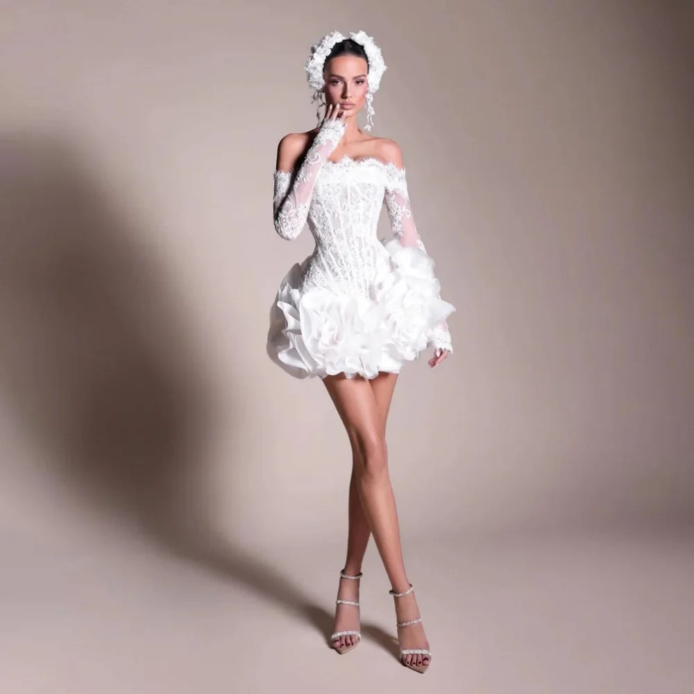 Flower Beach Bridal Gowns A-line Wedding Dresses Long Sleeve Boat Neck Tulle Boho Bridal Gowns 2025 vestidos de novia Customized
Flower Beach Bridal Gowns A-line Wedding Dresses Long Sleeve Boat Neck Tulle Boho Bridal Gowns 2025 vestidos de novia Customized