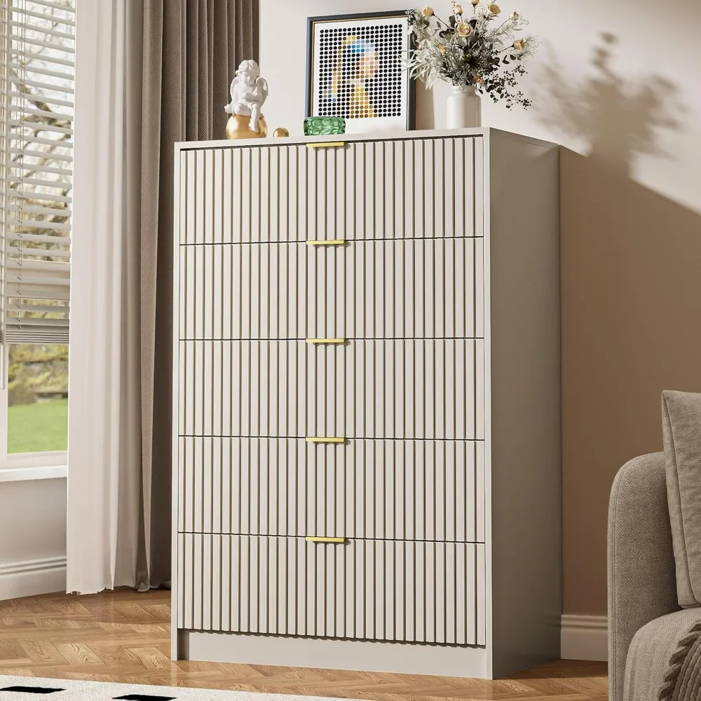 5 Drawer Dresser for Bedroom, Tall Dresser Chest of Drawers with Gold Handles, 32 Inch Wide Nightstand with for Bedroom
5 Drawer Dresser for Bedroom, Tall Dresser Chest of Drawers with Gold Handles, 32 Inch Wide Nightstand with for Bedroom