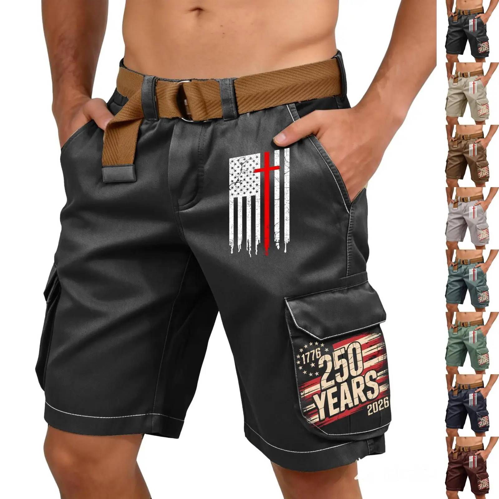 Мужские шорты-карго на День независимости, повседневные спортивные шорты с несколькими карманами и поясом, однотонные летние шорты для активного отдыха и походов
Мужские шорты-карго на День независимости, повседневные спортивные шорты с несколькими карманами и поясом, однотонные летние шорты для активного отдыха и походов