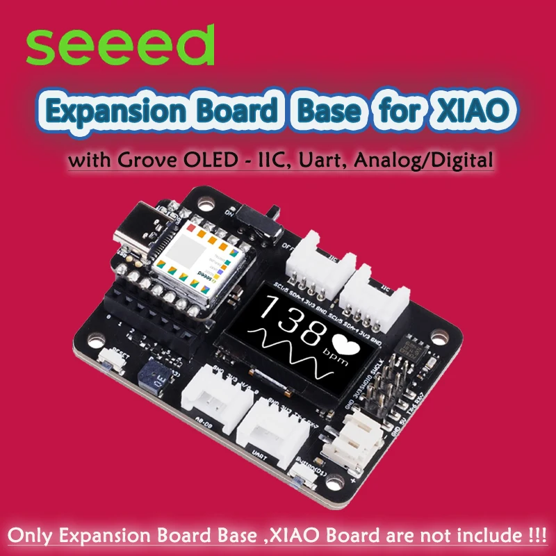 Seeed Expansion Board Base for XIAO with Grove OLED Display IIC Uart Analog Digital SWD Debug, Circuit Python, Quick Prototyping