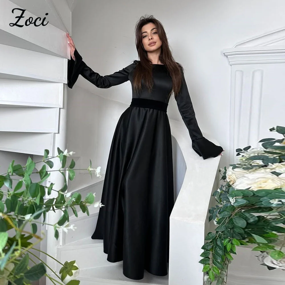 Zoci Customized O Neck Long Sleeve Black Prom Dresses Satin Aline Muslim Evening Party Dress Women Draped Formal Occasion Gowns
Zoci Customized O Neck Long Sleeve Black Prom Dresses Satin Aline Muslim Evening Party Dress Women Draped Formal Occasion Gowns