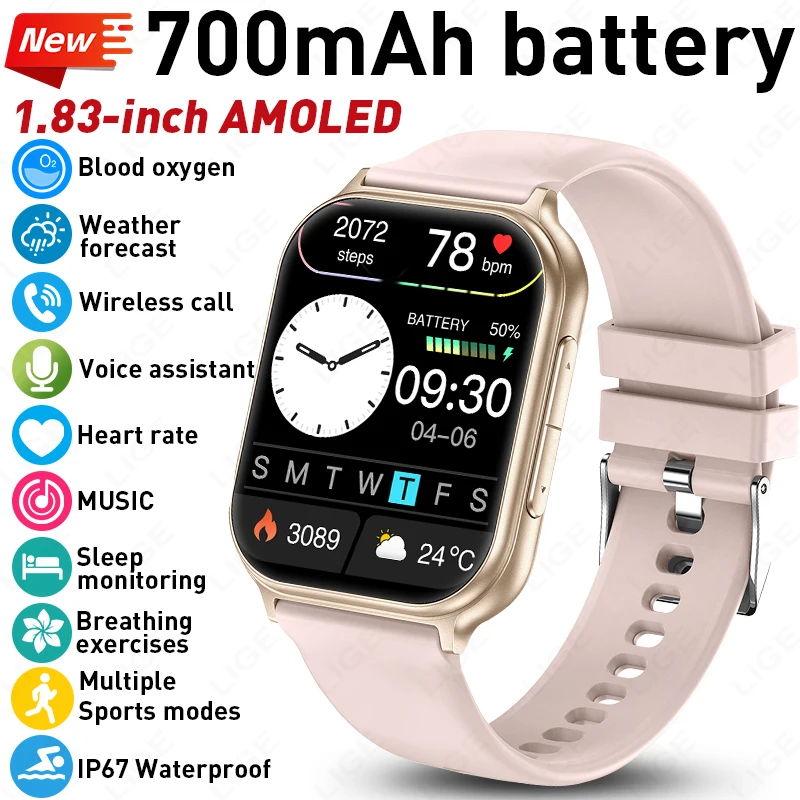 LIGE 700mAh Smart Watch 1.83" AMOLED Screen IP68 Waterproof Multiple Sports Modes Voice Assistant Wireless Call smart watch 2026
LIGE 700mAh Smart Watch 1.83" AMOLED Screen IP68 Waterproof Multiple Sports Modes Voice Assistant Wireless Call smart watch 2026