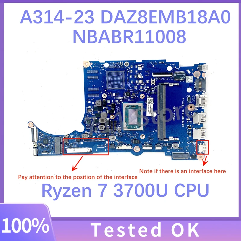 Материнская плата DAZ8EMB18A0 NBABR11008 для Acer A314-23 A315-23 A515-46, материнская плата для ноутбука с процессором Ryzen 7 3700U, 100% полное тестирование, ОК
Материнская плата DAZ8EMB18A0 NBABR11008 для Acer A314-23 A315-23 A515-46, материнская плата для ноутбука с процессором Ryzen 7 3700U, 100% полное тестирование, ОК