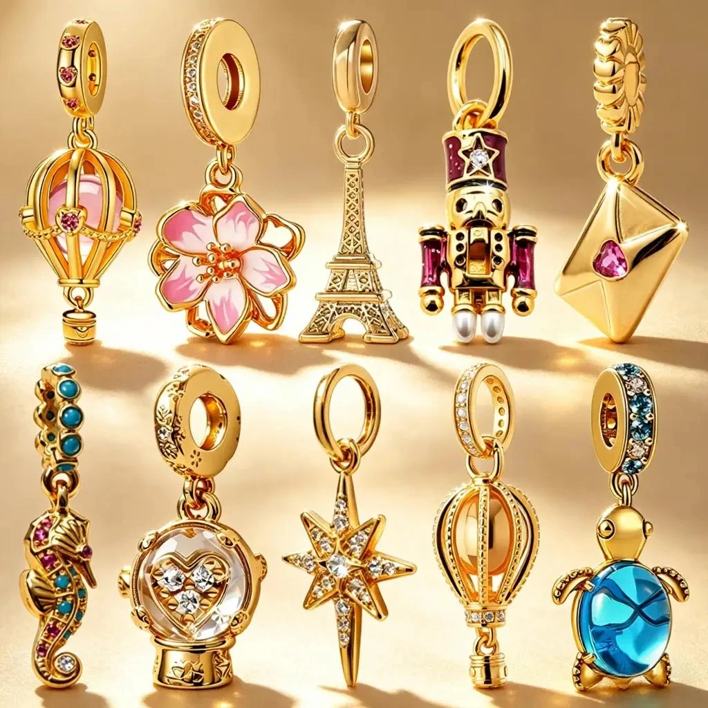 Hot Sale DIY Jewelry Gifts Sparkling Golden Charms Hot Air Balloon Sea Turtle Cherry Blossom Pendant Fit Original Bracelet Beads
Hot Sale DIY Jewelry Gifts Sparkling Golden Charms Hot Air Balloon Sea Turtle Cherry Blossom Pendant Fit Original Bracelet Beads