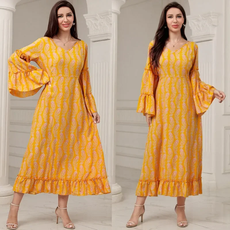2025 Autumn Abaya Muslim Women Casual Print Flare Sleeve Maxi Dress Turkey Kaftan Arabic Robe Femme Eid Party Jalabiya Vestidos
2025 Autumn Abaya Muslim Women Casual Print Flare Sleeve Maxi Dress Turkey Kaftan Arabic Robe Femme Eid Party Jalabiya Vestidos