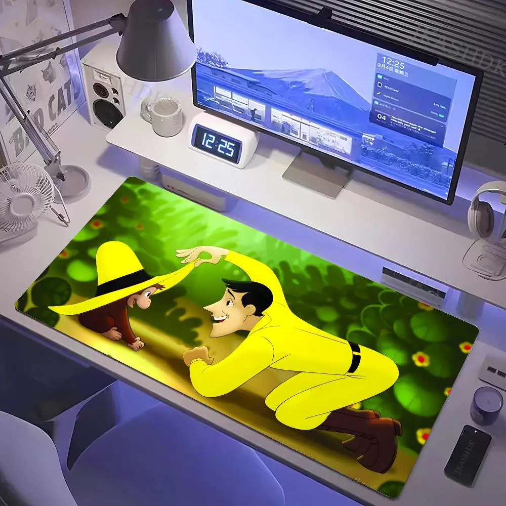 fashing C-curious George Mouse Pad Mousepad Large Gaming Mouse Pad LockEdge Thickened Computer Keyboard Table Desk Mat