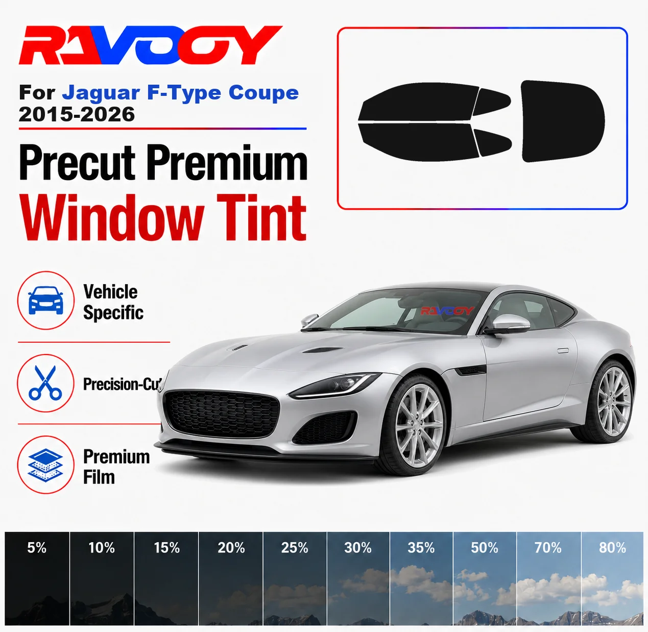 Premium Precut Window Tint Kit Front Rear Windows Rear Windshield For Jaguar F-Type Coupe 2015-2026 Car Solar Nano Ceramic Film
Premium Precut Window Tint Kit Front Rear Windows Rear Windshield For Jaguar F-Type Coupe 2015-2026 Car Solar Nano Ceramic Film