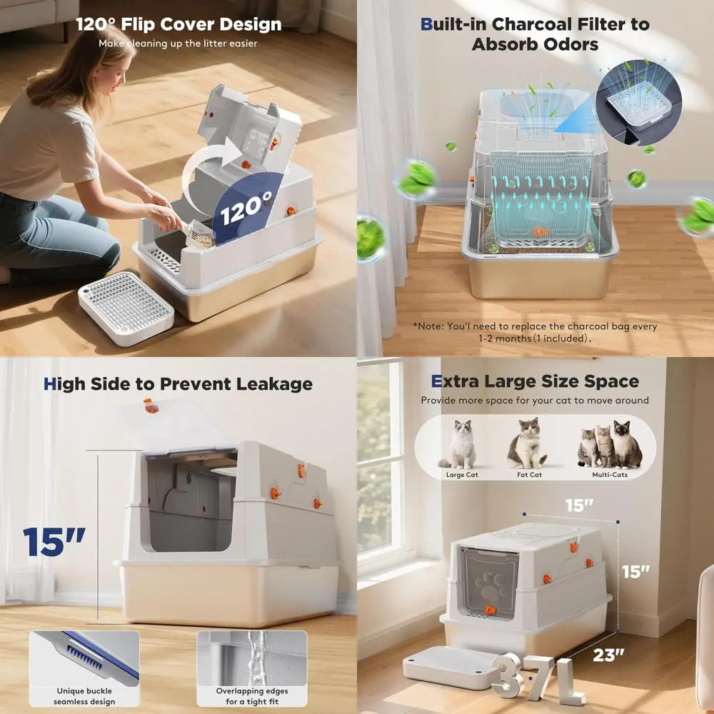 Очень большой лоток из нержавеющей стали с крышкой, высокосторонний закрытый ящик для кошек для больших кошек, контроль запаха, защита от утечек, серебро
Очень большой лоток из нержавеющей стали с крышкой, высокосторонний закрытый ящик для кошек для больших кошек, контроль запаха, защита от утечек, серебро