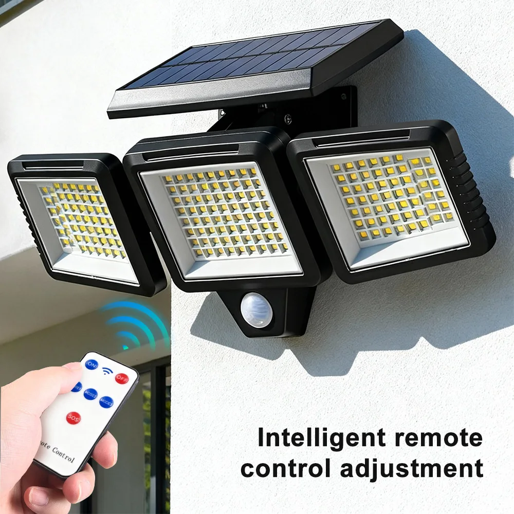 3-Head Adjustable Solar Wall Light with Remote Control, Motion Sensor LED Solar Security Light Waterproof Outdoor Solar Street Light for Garden Yard Patio Fence
3-Head Adjustable Solar Wall Light with Remote Control, Motion Sensor LED Solar Security Light Waterproof Outdoor Solar Street Light for Garden Yard Patio Fence
