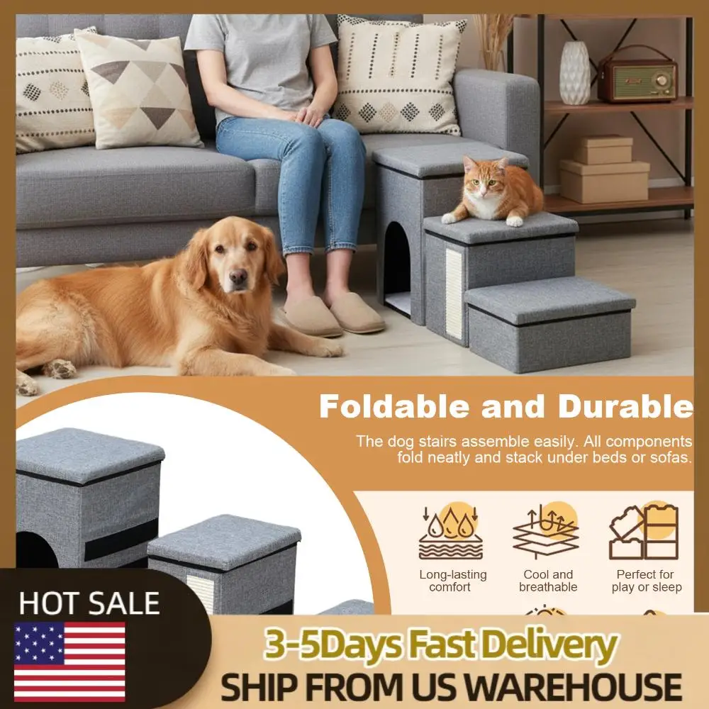 3-уровневая складная лестница для домашних животных, многофункциональная кровать для кошек, износостойкий съемный органайзер для хранения кошек и собак
3-уровневая складная лестница для домашних животных, многофункциональная кровать для кошек, износостойкий съемный органайзер для хранения кошек и собак