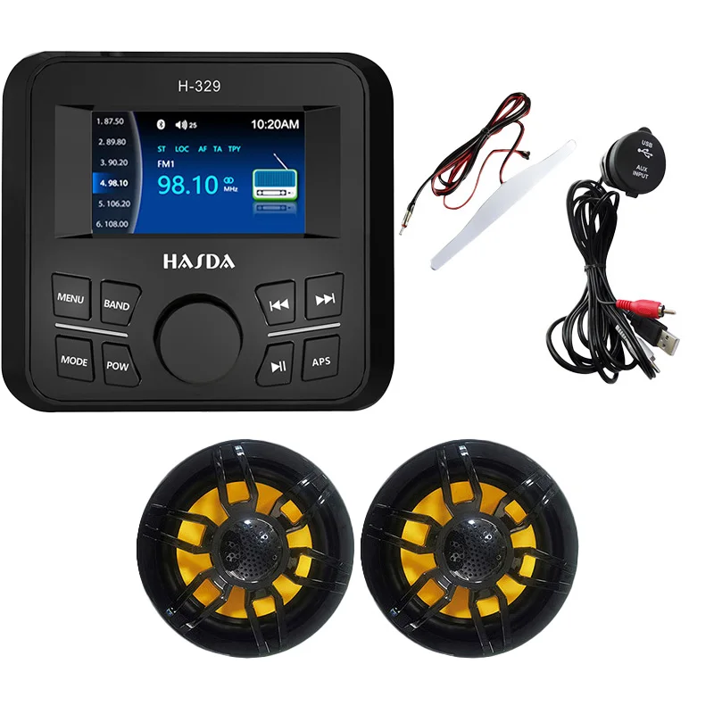 Waterproof Marine 10 Inch Full Tone Speakers H-1010*2 + 3 Inch TFT Screen MP5 Radio Player H-329 + USB Data Cable+Antenna - SUIT
Waterproof Marine 10 Inch Full Tone Speakers H-1010*2 + 3 Inch TFT Screen MP5 Radio Player H-329 + USB Data Cable+Antenna - SUIT