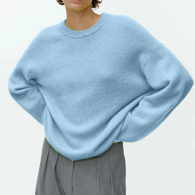 American Lazy Soft and Sticky Style Pullover for Women In Autumn and Winter Loose and Thick Round Neck Knitted Sweater
American Lazy Soft and Sticky Style Pullover for Women In Autumn and Winter Loose and Thick Round Neck Knitted Sweater