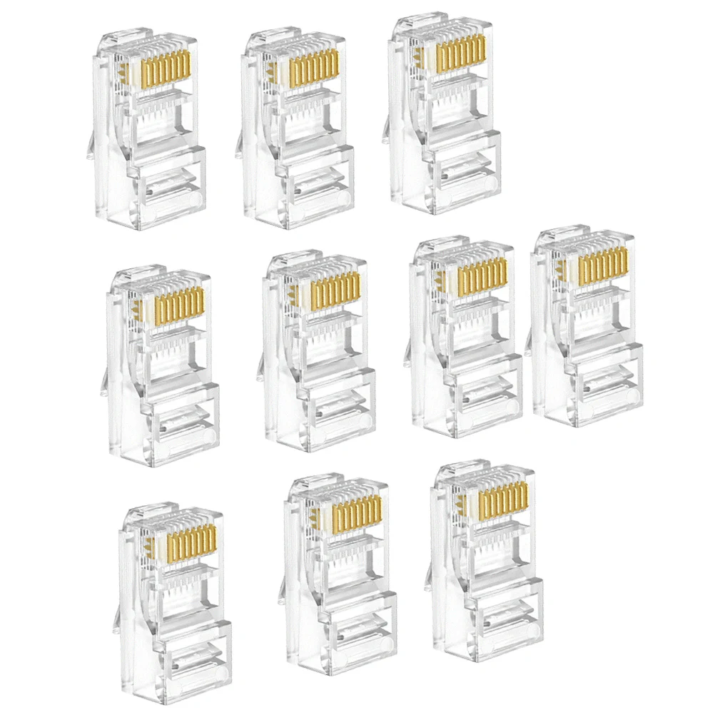 100 pcs GoldPlated Cat6 Connectors Durable Connectors Cat5E Copper PC Cable DIY Kit Crimp Ends ZeroParts
100 pcs GoldPlated Cat6 Connectors Durable Connectors Cat5E Copper PC Cable DIY Kit Crimp Ends ZeroParts