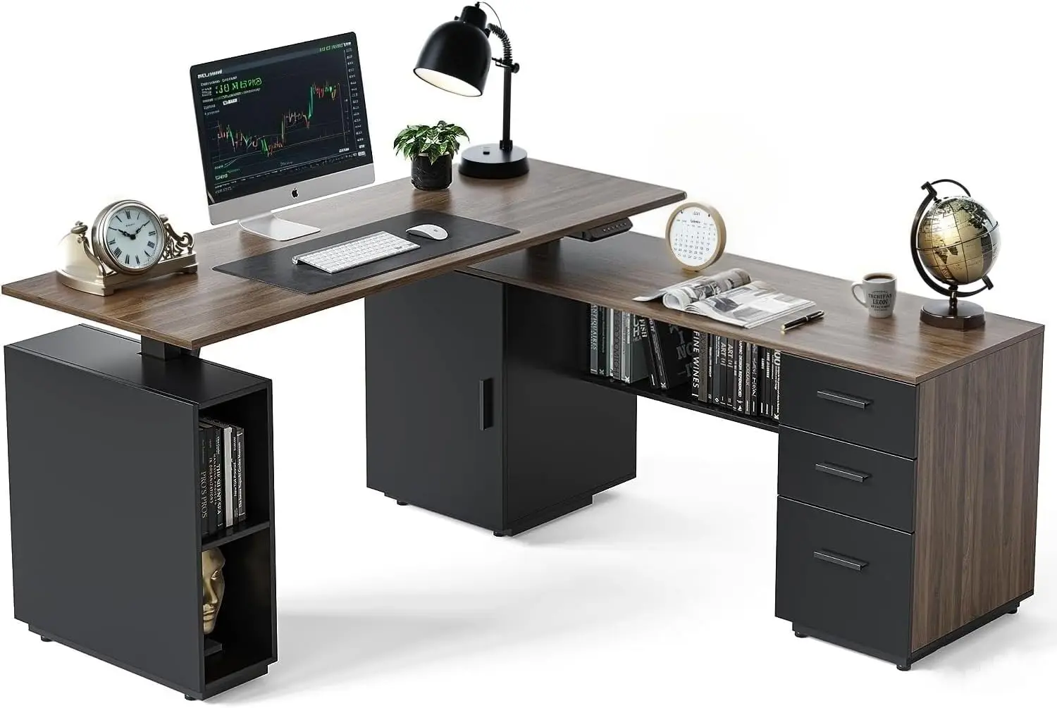 L Shaped Standing Desk, 63 inch Executive Standing Desk, Adjustable Height Desk with Storage Drawers for Home Office, Deep
L Shaped Standing Desk, 63 inch Executive Standing Desk, Adjustable Height Desk with Storage Drawers for Home Office, Deep