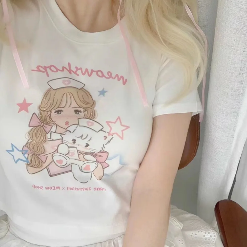 Polyester Fibre Summer Loose Short Sleeve Tops Cute Anime Girls Cartoon T Shirts Lovely Cat Printed Y2K Tops Casual Japanese Tee
Polyester Fibre Summer Loose Short Sleeve Tops Cute Anime Girls Cartoon T Shirts Lovely Cat Printed Y2K Tops Casual Japanese Tee
