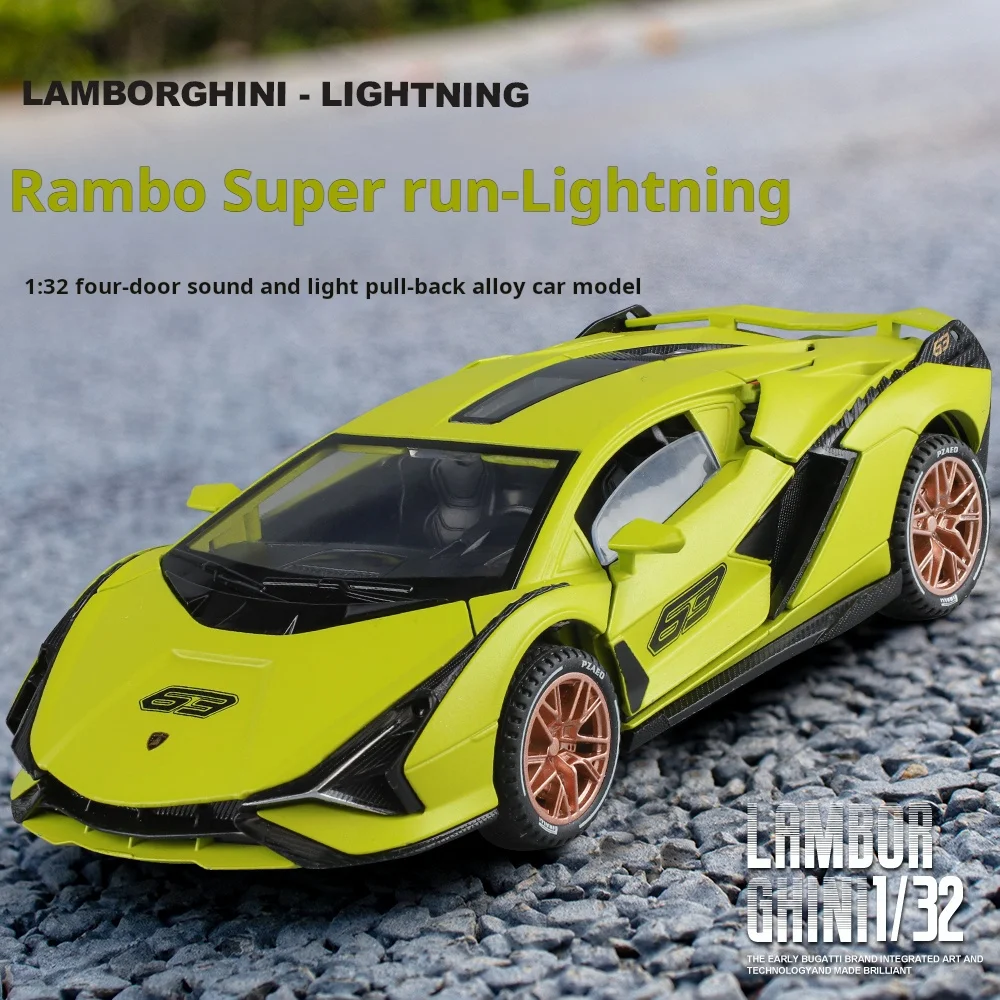 Модель суперкара Lambor Lightning из сплава, масштаб 1:32, с подъемным задним антикрылом, настольное украшение, инерционная машинка
Модель суперкара Lambor Lightning из сплава, масштаб 1:32, с подъемным задним антикрылом, настольное украшение, инерционная машинка