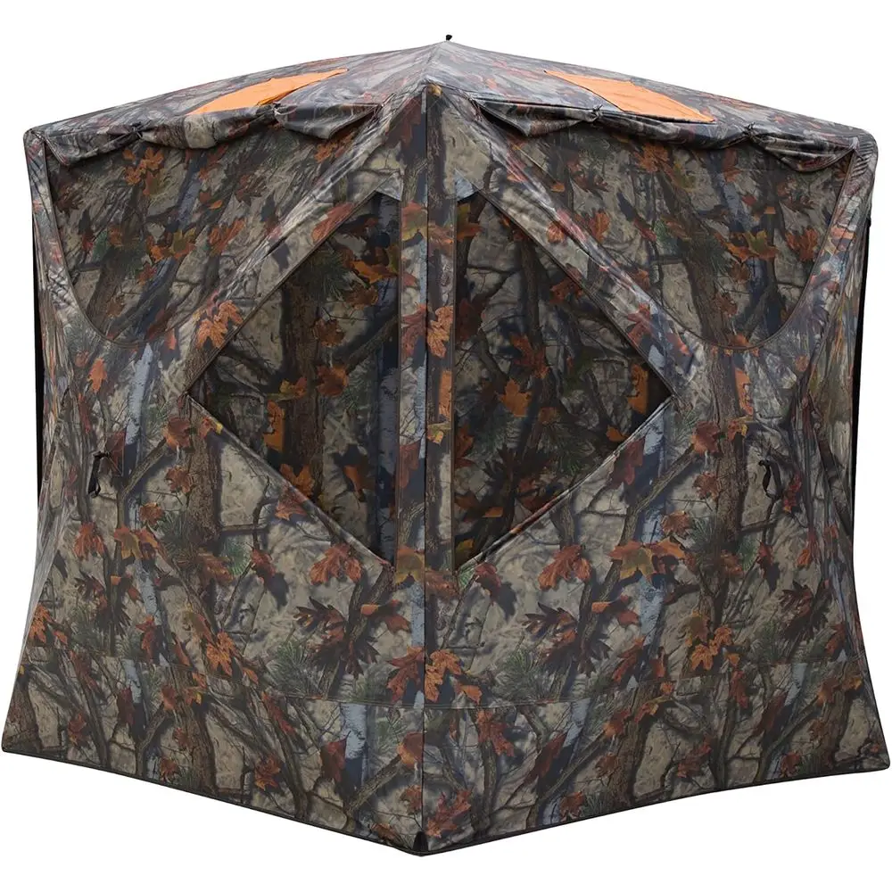 3-Person Pop-Up Hunting Blind with Bloodtrail Woodland Camo and Blaze Orange Safety Panels, TA350BT, 90x90
3-Person Pop-Up Hunting Blind with Bloodtrail Woodland Camo and Blaze Orange Safety Panels, TA350BT, 90x90