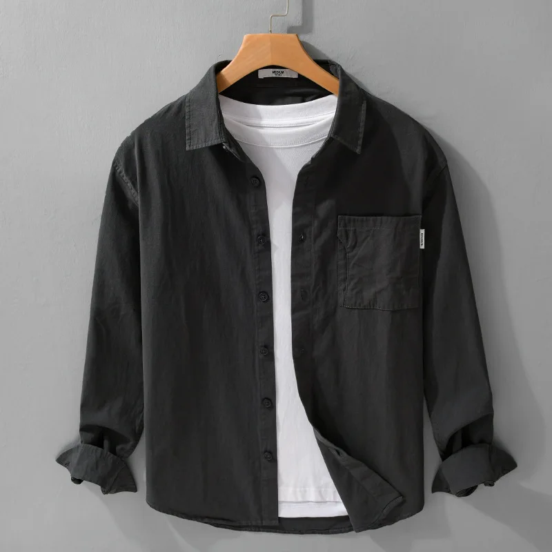 Spring and Autumn American Retro Simple Versatile Men's Long Sleeve Shirt Casual Loose Fashion Urban Solid Color Youth Shirt
Spring and Autumn American Retro Simple Versatile Men's Long Sleeve Shirt Casual Loose Fashion Urban Solid Color Youth Shirt