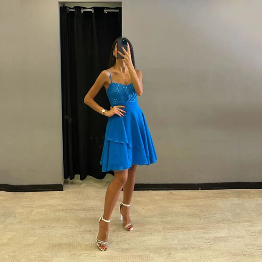 Modern Blue Evening Dresses For Women Spaghetti Straps Zipper Empire Prom Dress Jersey A-Line Sequin Knee Length Robes De Soirée
Modern Blue Evening Dresses For Women Spaghetti Straps Zipper Empire Prom Dress Jersey A-Line Sequin Knee Length Robes De Soirée