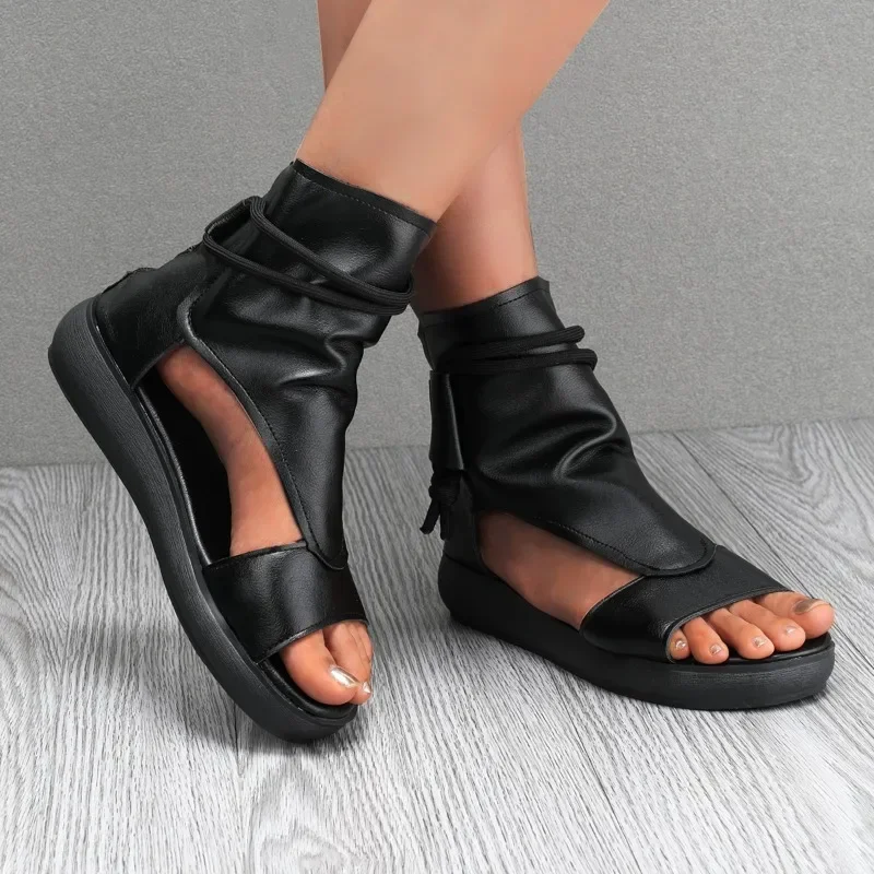 Women Shoes 2025 Summer Women Sandals New Retro Soft PU Leather Ladies Cool Boots Fish Mouth Sandals Wedges Mid Heels Sandalias
Women Shoes 2025 Summer Women Sandals New Retro Soft PU Leather Ladies Cool Boots Fish Mouth Sandals Wedges Mid Heels Sandalias