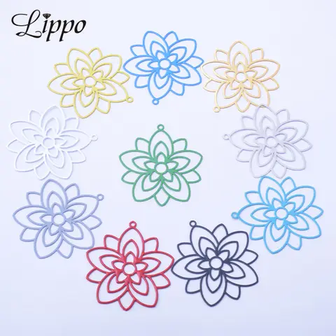 Breloques Fleur de Vie en Laiton, Bijoux Colorés, Matériaux de Boucles d'Oreilles, 36x29mm, AD3269, Lot de 30 Pièces