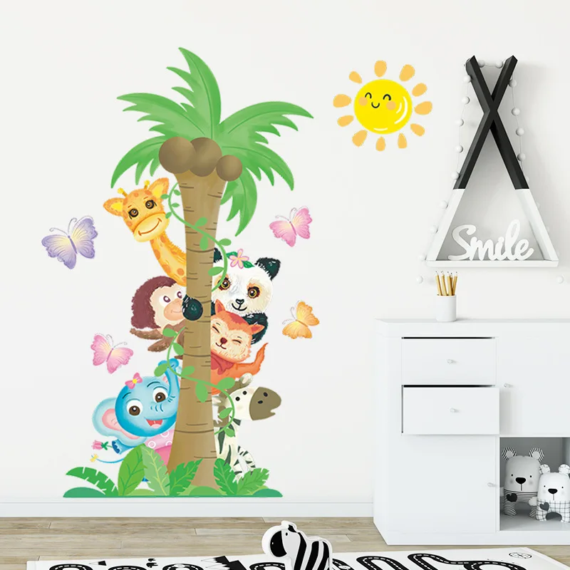 Cartoon Animals Coconut Tree Wall Sticker For Kids Room Decor Mural Baby Bedroom Background Decoration Self-adhesive Wallpaper
Cartoon Animals Coconut Tree Wall Sticker For Kids Room Decor Mural Baby Bedroom Background Decoration Self-adhesive Wallpaper