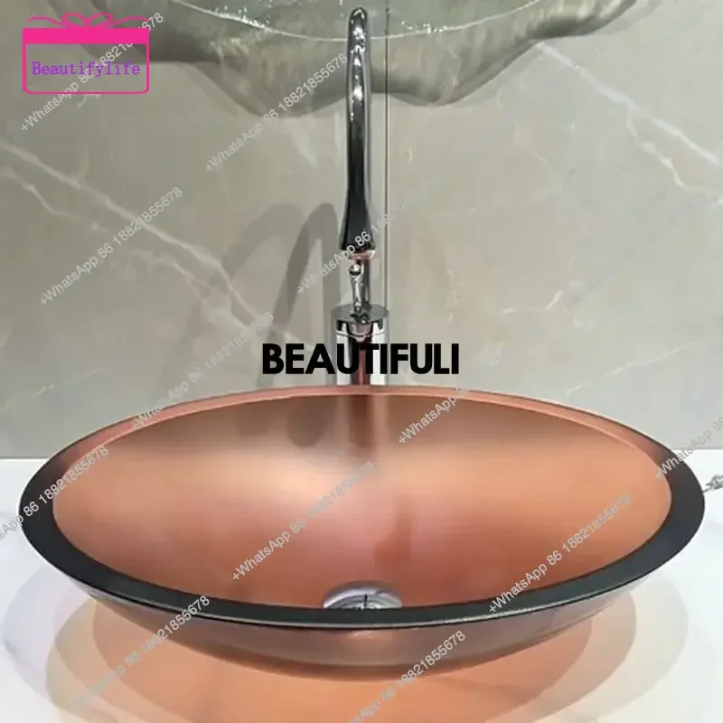 YL Colorful frosted tempered glass washbasin, transparent matte texture artistic countertop basin, bathroom oval washbasin
YL Colorful frosted tempered glass washbasin, transparent matte texture artistic countertop basin, bathroom oval washbasin