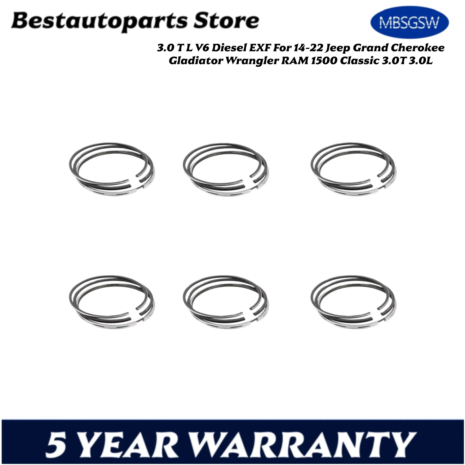 Engine Piston Ring Set Fit 3.0 T L V6 Diesel EXF For 14-22 Jeep Grand Cherokee Gladiator Wrangler RAM 1500 Classic 3.0T 3.0L
Engine Piston Ring Set Fit 3.0 T L V6 Diesel EXF For 14-22 Jeep Grand Cherokee Gladiator Wrangler RAM 1500 Classic 3.0T 3.0L