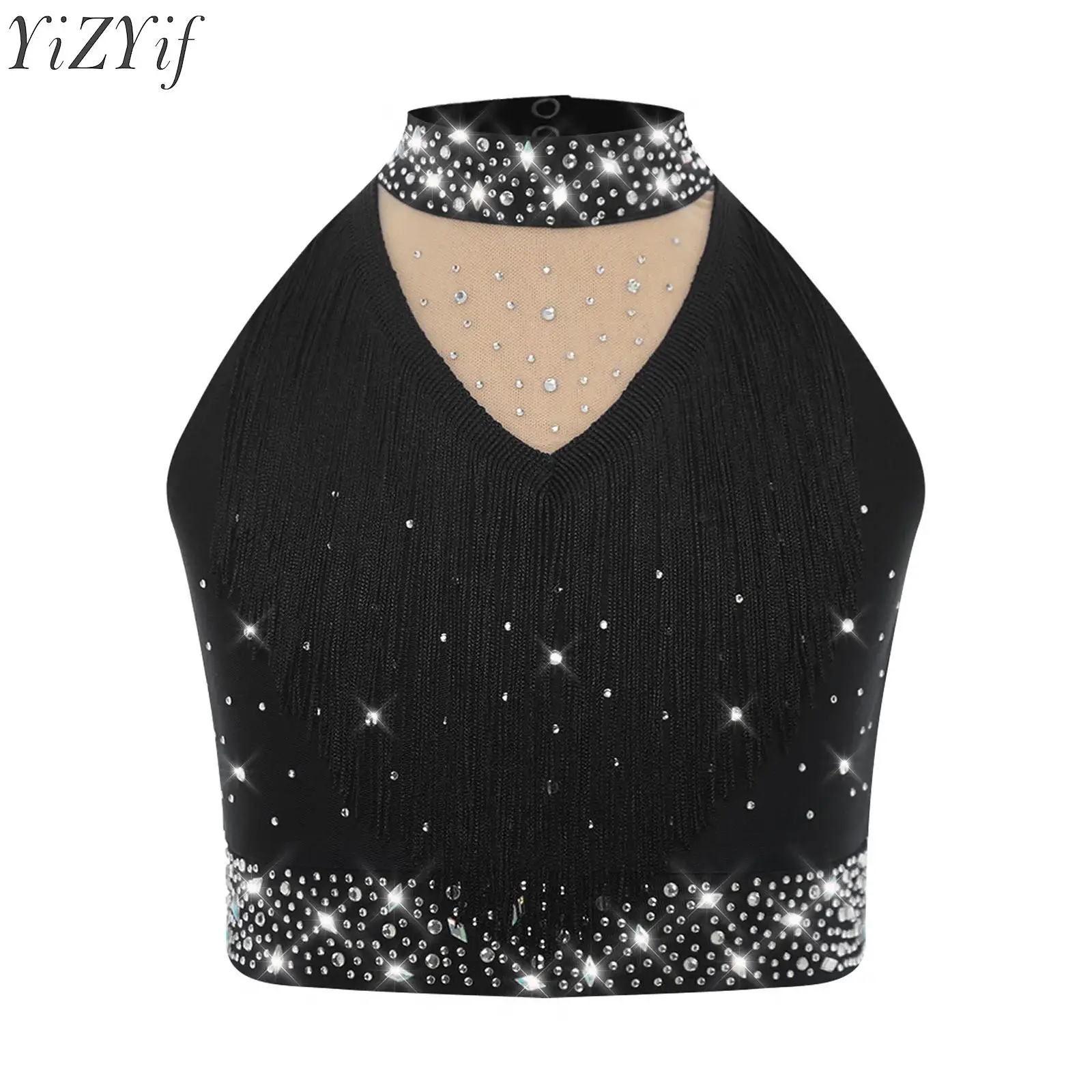 Kids Girls Sequins Ballet Dance Crop Tops Sleeveless Fringe Latin Jazz Dancing Tank Tops Hollow Out Stage Performance Dancewear
Kids Girls Sequins Ballet Dance Crop Tops Sleeveless Fringe Latin Jazz Dancing Tank Tops Hollow Out Stage Performance Dancewear