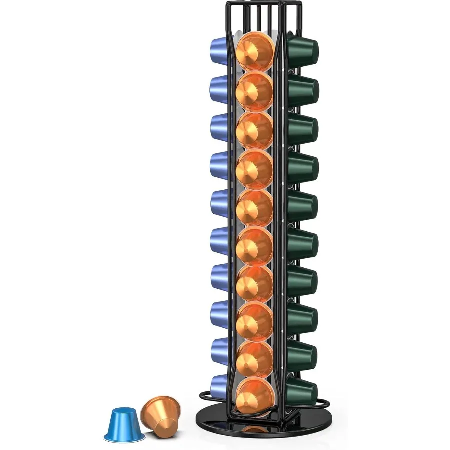 Rotatable Countertop Coffee Pod Holder Storage Organizer for Nespresso OriginalLine Coffee Machines Black Color Holds Up to 40 
Rotatable Countertop Coffee Pod Holder Storage Organizer for Nespresso OriginalLine Coffee Machines Black Color Holds Up to 40