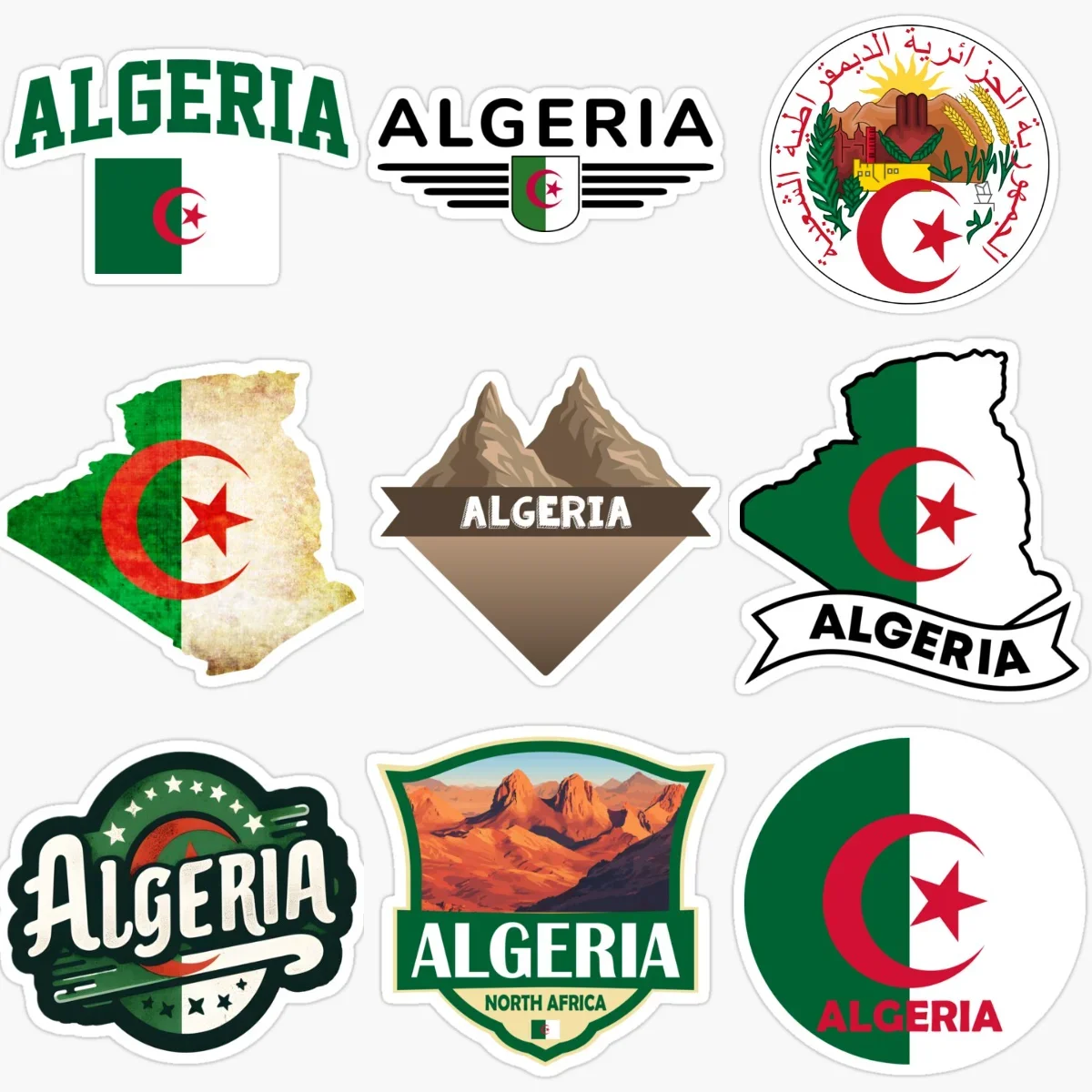 Algeria Flag Map Emblem Creative PVC Stickers for Car Bicycle Window Motorcycle Helmet Wall Decoration Accessories
Algeria Flag Map Emblem Creative PVC Stickers for Car Bicycle Window Motorcycle Helmet Wall Decoration Accessories