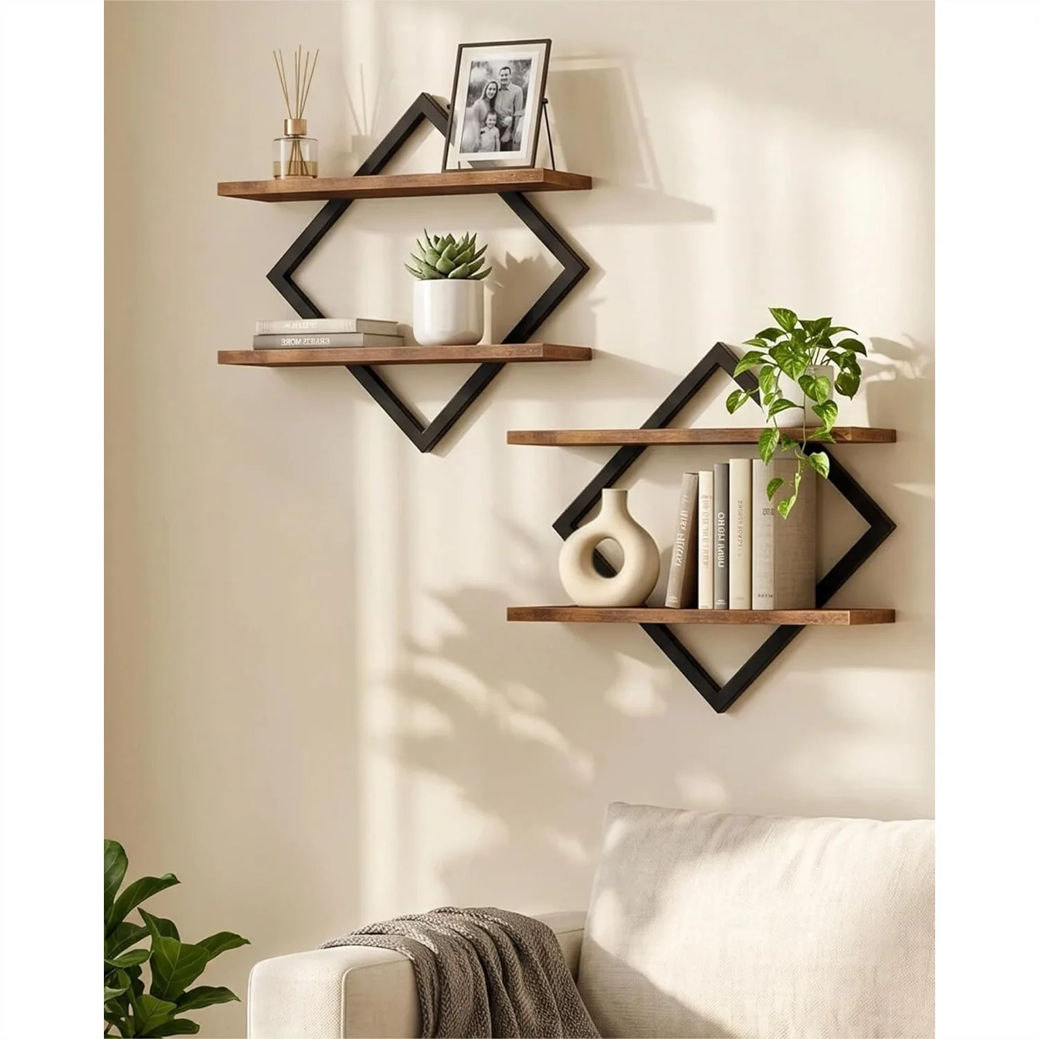 Floating Shelves Set Of 2, 2-Tier Wall Mounted Shelves For Living Room, Bedroom, Kitchen, Office, Study, Rustic Brown 15x5.5x15 Inches
Floating Shelves Set Of 2, 2-Tier Wall Mounted Shelves For Living Room, Bedroom, Kitchen, Office, Study, Rustic Brown 15x5.5x15 Inches