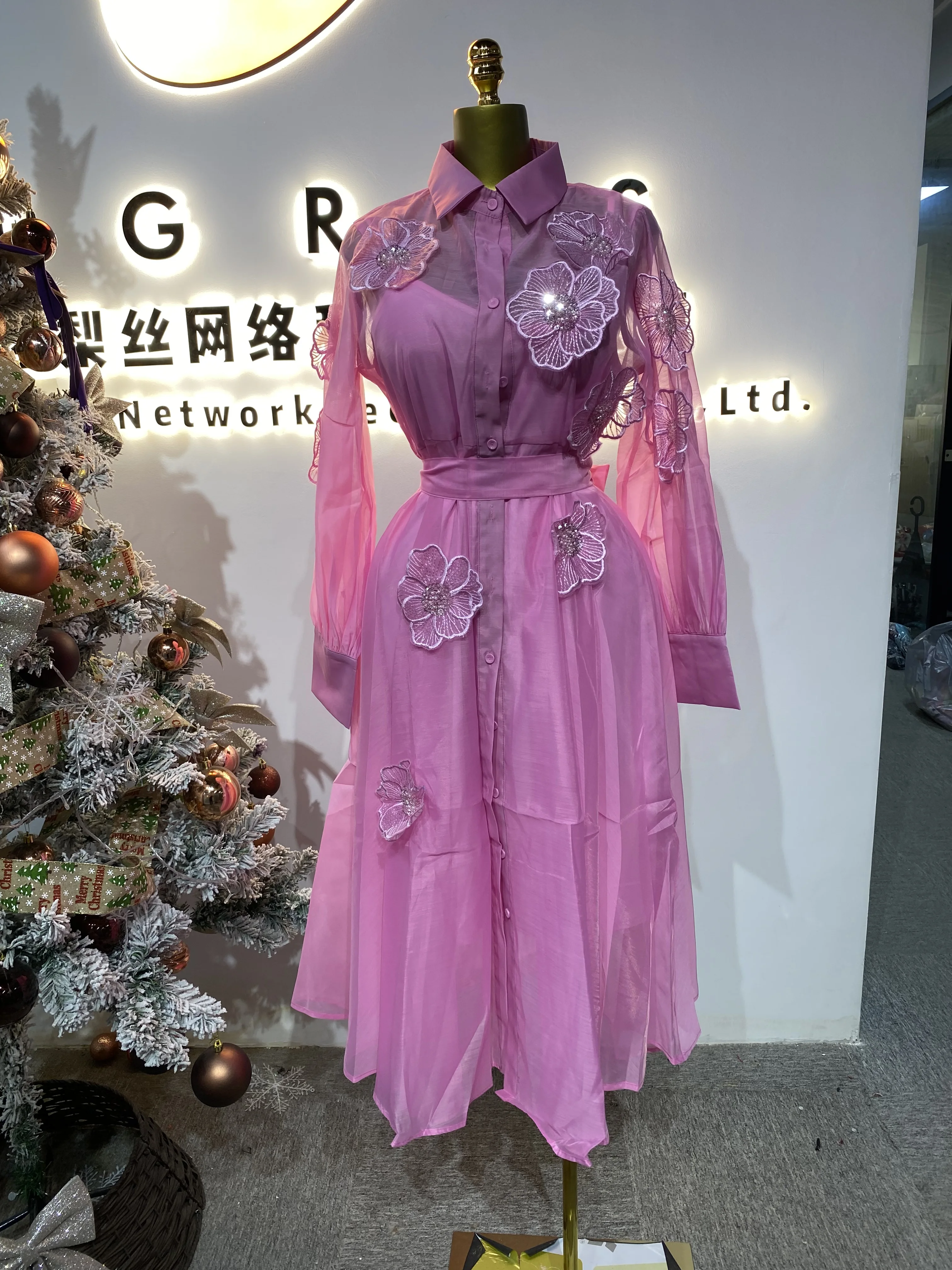 Fashion Dress Women Stitching 3D Flower Lapel Long Sleeve High Waist Stitching Belt-GZMM079
Fashion Dress Women Stitching 3D Flower Lapel Long Sleeve High Waist Stitching Belt-GZMM079