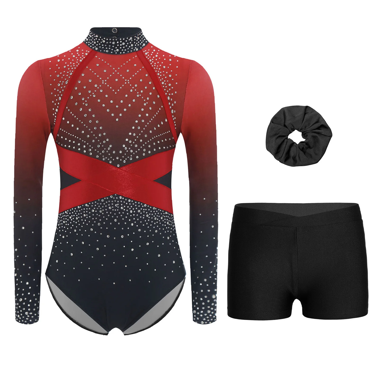 Kids Girls Gymnastics Figure Skating Dance Performance Outfits Long Sleeve Shiny Rhinestones Color Block Leotard+Shorts+Hairband
Kids Girls Gymnastics Figure Skating Dance Performance Outfits Long Sleeve Shiny Rhinestones Color Block Leotard+Shorts+Hairband