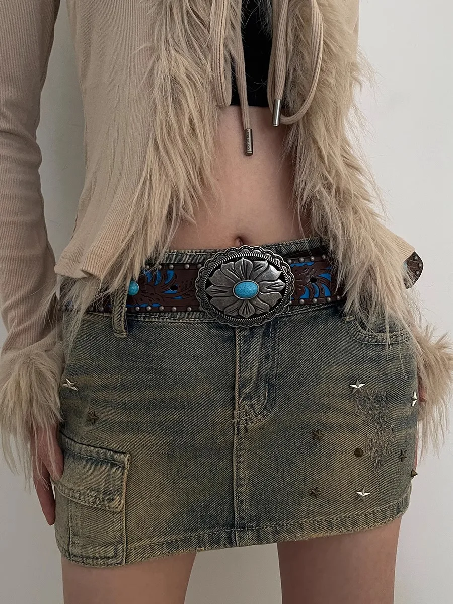 Bohème Ethnic Style Decorative Belt For Women 2025 New Smooth Buckle Leather Belt Korean Version Versatile With Jeans
Bohème Ethnic Style Decorative Belt For Women 2025 New Smooth Buckle Leather Belt Korean Version Versatile With Jeans