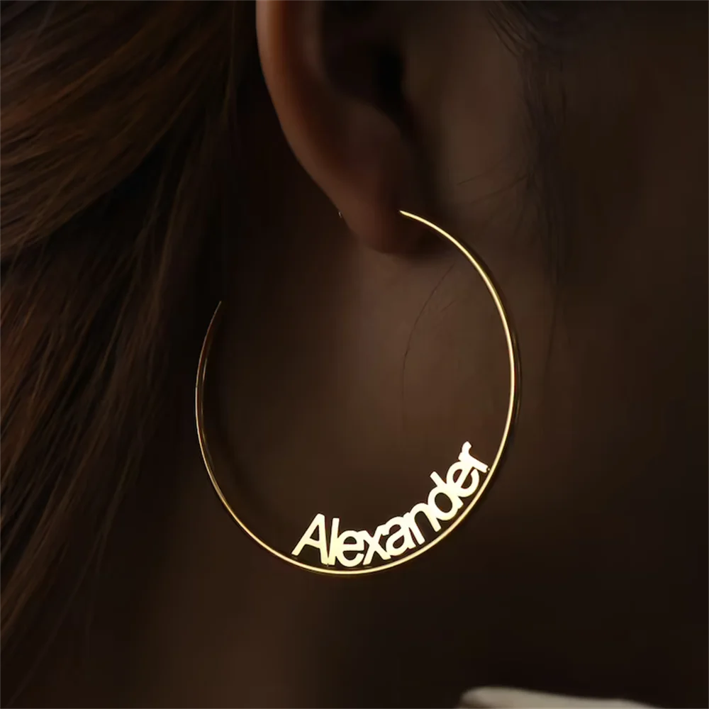 Custom Name Earrings Personalized Name Hoop Earrings For Women 30-100 MM Stainless Steel Letter Earrings Jewelry Gift
Custom Name Earrings Personalized Name Hoop Earrings For Women 30-100 MM Stainless Steel Letter Earrings Jewelry Gift