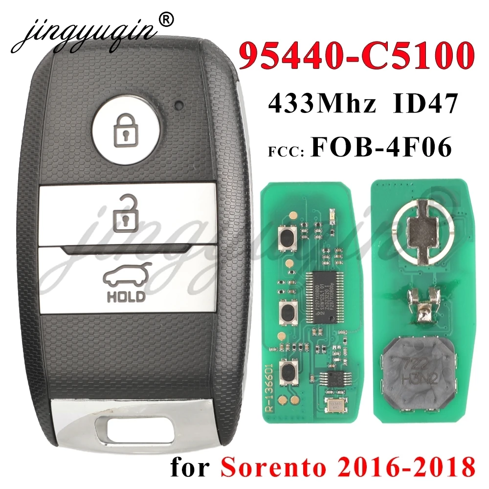 Jingyuqin 95440-C5100 Автомобильный ключ дистанционного управления для KIA Sorento 2016 2017 2018 FCCID FOB-4F06 ID47 433 МГц Go Card без ключа 3 кнопки
Jingyuqin 95440-C5100 Автомобильный ключ дистанционного управления для KIA Sorento 2016 2017 2018 FCCID FOB-4F06 ID47 433 МГц Go Card без ключа 3 кнопки