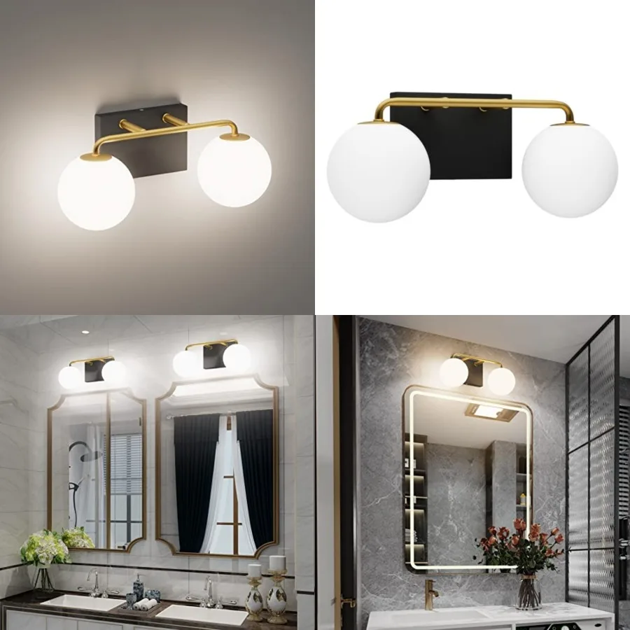 2 Lights Mid Century Vintage Bathroom Vanity Light Fixtures Over Mirror Industrial Vanity Lights with Milk White Glass Globe Fa
2 Lights Mid Century Vintage Bathroom Vanity Light Fixtures Over Mirror Industrial Vanity Lights with Milk White Glass Globe Fa