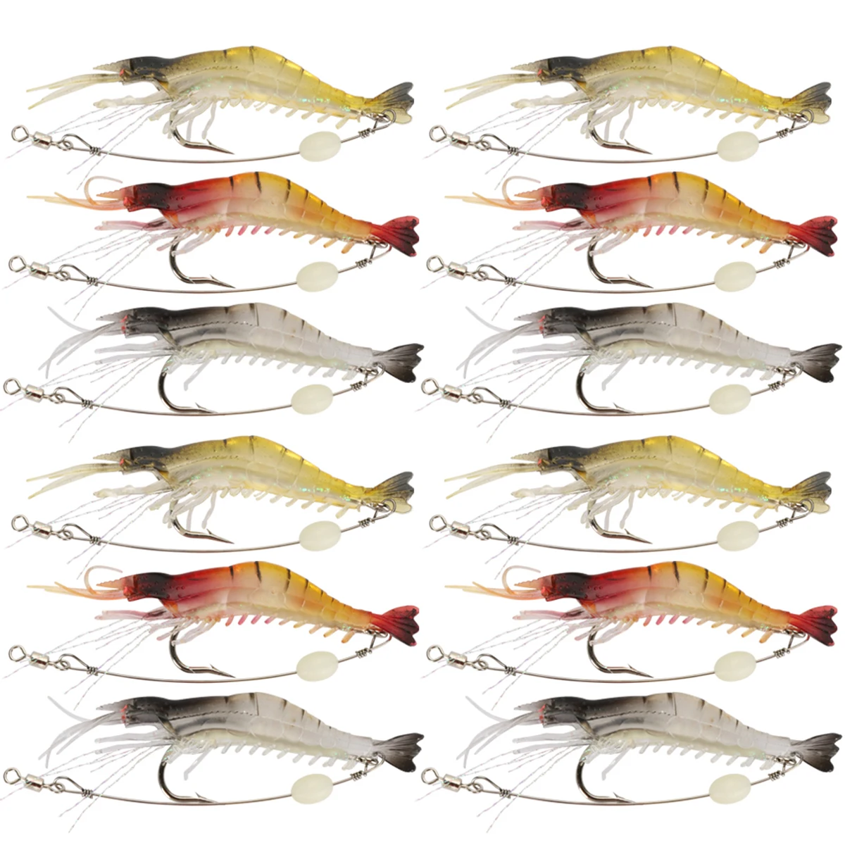 12pcs Soft Bait Fake Shrimp Lures Realistic Fishing Baits Trout Bass Saltwater Kit High Quality Detailed Patterns 
12pcs Soft Bait Fake Shrimp Lures Realistic Fishing Baits Trout Bass Saltwater Kit High Quality Detailed Patterns