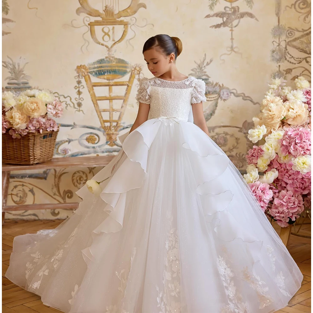 White Flower Girl Dress Puffy Girl Dresses Sparkly Short-Sleeves Ruffles Princess Dress Kid Brithday Dresses Child Gown
White Flower Girl Dress Puffy Girl Dresses Sparkly Short-Sleeves Ruffles Princess Dress Kid Brithday Dresses Child Gown