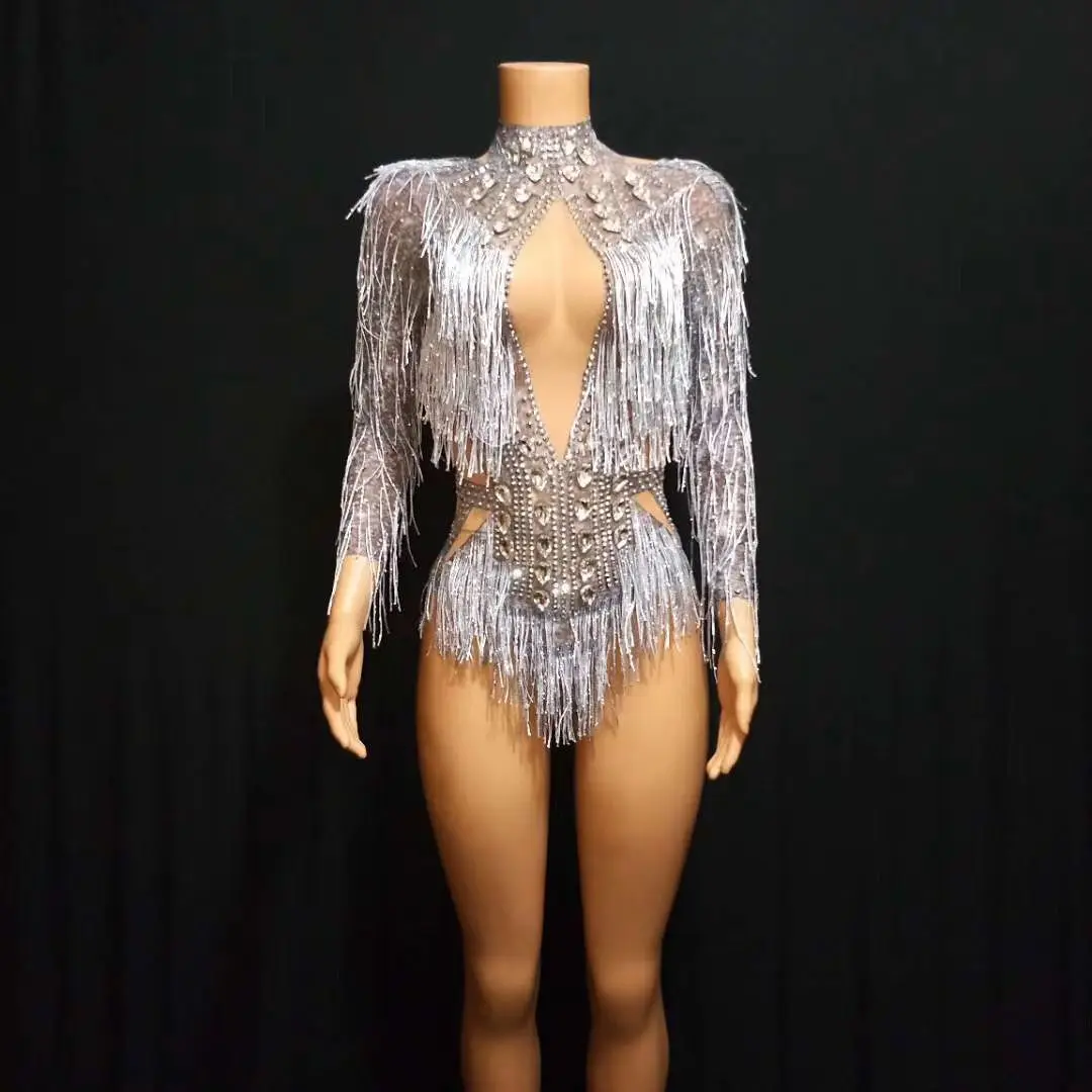 Folk Dance Singer Party Show Romper Rhinestones Silver Tassel Bodysuit Sleeveless Big Stretch Stage outfit
Folk Dance Singer Party Show Romper Rhinestones Silver Tassel Bodysuit Sleeveless Big Stretch Stage outfit