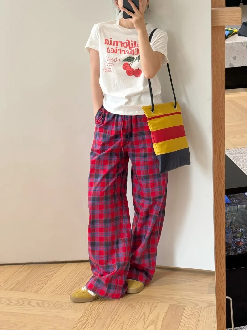 Red Plaid Elastic Waist Long-staple Cotton Casual Pants
Red Plaid Elastic Waist Long-staple Cotton Casual Pants
