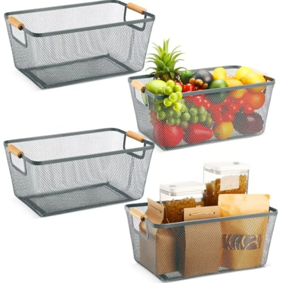 4 Pcs Metal Mesh Wire Baskets with Wooden Handles for Organizing, Pantry Organizers and Storage Steel Bin Kitchen Baskets for F
4 Pcs Metal Mesh Wire Baskets with Wooden Handles for Organizing, Pantry Organizers and Storage Steel Bin Kitchen Baskets for F