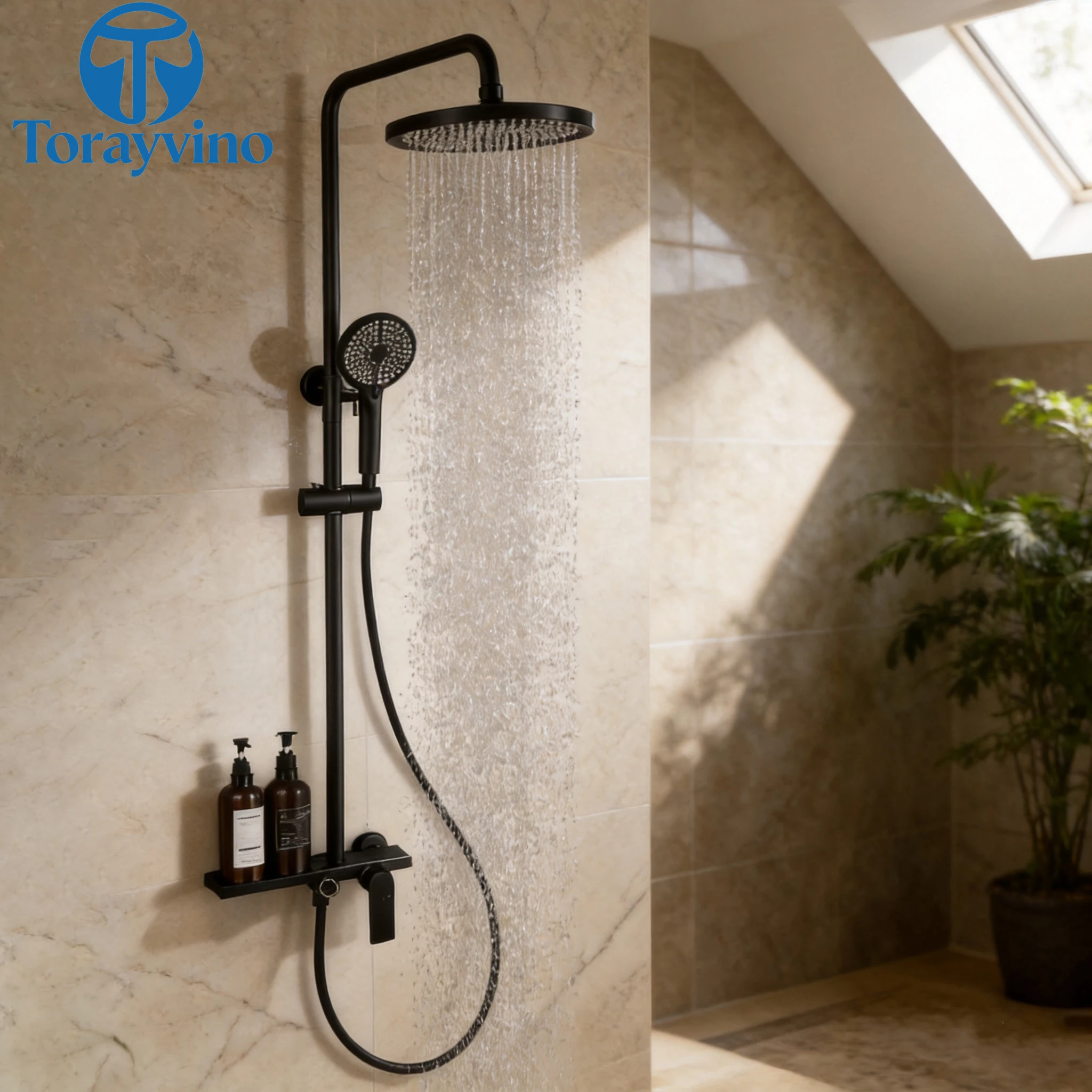 Torayvino Black luxury Bathroom Shower System Set 3-way Rainfall Shower Head high quality outdoor faucet shower column Mixer tap
Torayvino Black luxury Bathroom Shower System Set 3-way Rainfall Shower Head high quality outdoor faucet shower column Mixer tap