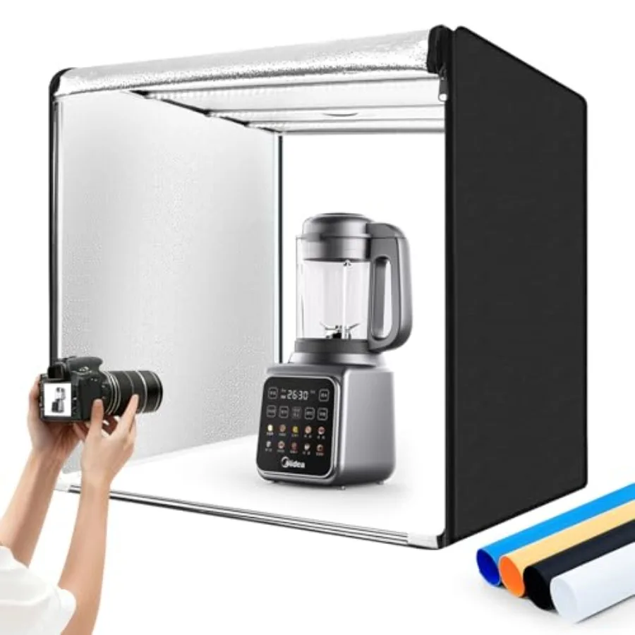 Складной фотобокс 32x32 см с 100 светодиодами и 4 цветными фонами для предметной съемки, высокая яркость 6500K
Складной фотобокс 32x32 см с 100 светодиодами и 4 цветными фонами для предметной съемки, высокая яркость 6500K